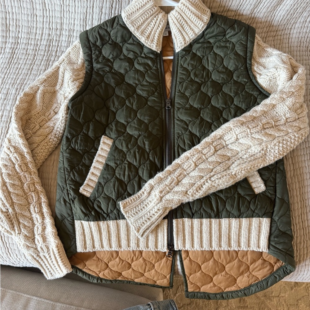 Veronica Beard Olive and Cream Quilted Jacket- Xsmall